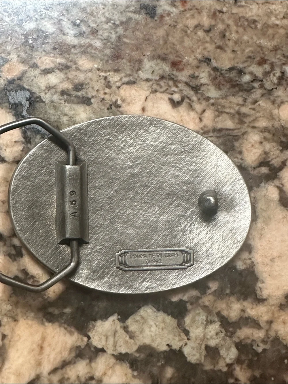 1982 Vtg Men's Pewter Eagle Oval Belt Buckle - Patriotic Metal Accessory